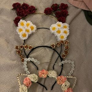Five cat ear head bands like new